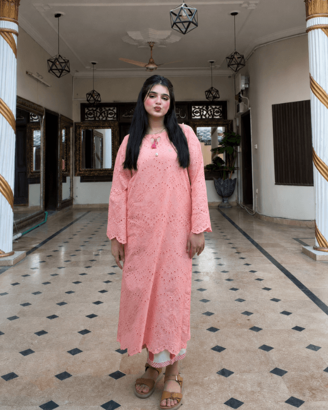 Pink Chikan Kari Two Piece - View 4