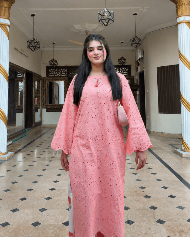 Pink Chikan Kari Two Piece - View 5