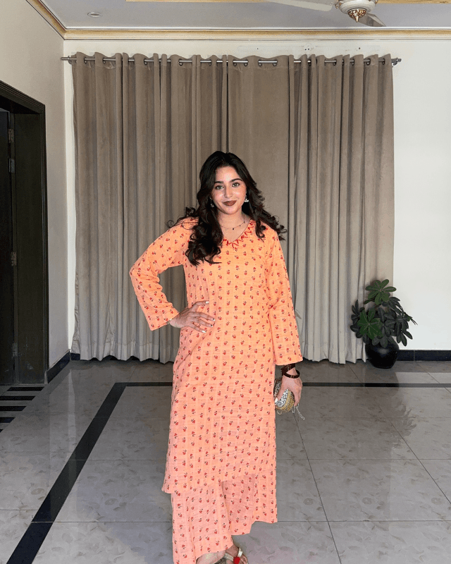 Peach Floral Two Piece - View 1