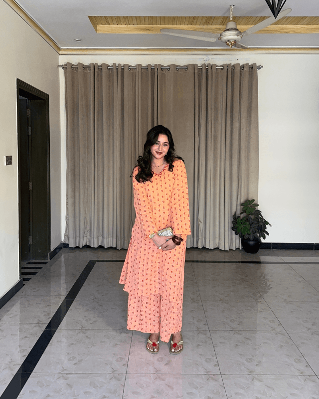 Peach Floral Two Piece - View 3